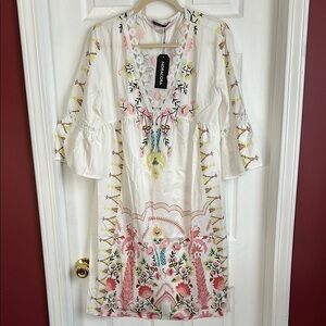 NWT White Floral beach coverup Dress moomoo